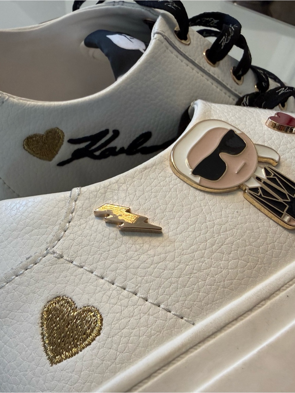 Karl Lagerfeld Sneakers Size 38.5 White Leather K Ikonik Charm Shoes - Picture 11 of 14